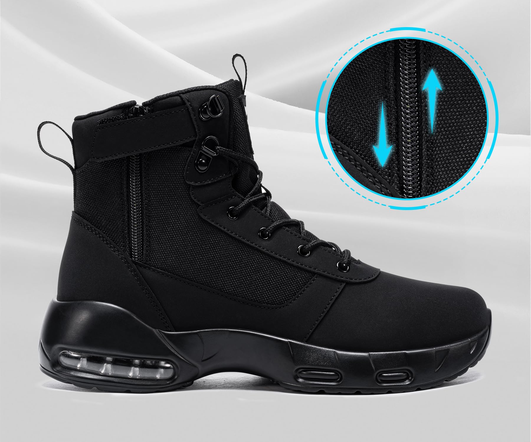 LARNMERN Sicherheitsstiefel Herren Damen Leicht Arbeitsschuhe Hoch | Sicherheitsschuhe Stahlkappenschuhe Wasserdicht Schwarz Bequeme Atmungsaktive Dämpfung Sportlich Industrie Lager