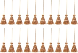 COHEALI Mini Broom Hanging Decoration - 20Pcs Witch Brooms with Red Rope for Halloween Party Dollhouse Accessories and Festive Decor