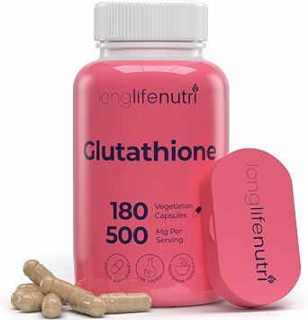 Reduced Glutathione 500mg with White Milk Thistle and Alpha Lipoic Acid, 180 Vegetarian Capsules, Natural Antioxidant, 3-Month Supply, GMP Certified, Made in USA