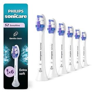 Philips Sonicare S2 Sensitive - Genuine Replacement Electric Toothbrush Heads, White, 6 Pack, HX6056/77 - Amazon product rated Grade A