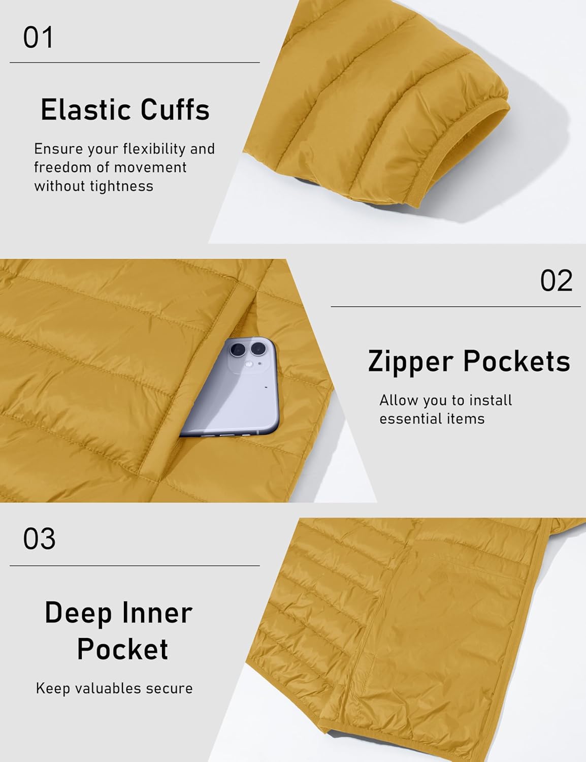 MAGCOMSEN Men's Lightweight Puffer Jacket Hooded Warm Winter Coat Quilted Lined Water-Resistant Full Zip Bubble Jackets - Image 6