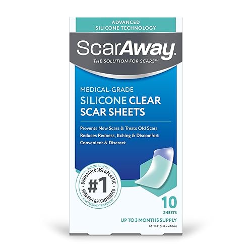 ScarAway Advanced Clear Silicone Scar Sheets, Medical Grade Silicone Strips (1.5" x 3") Scar Treatment and Prevention for Surgical, Burn, Body, Hypertrophic & Keloid Scar Treatment, 10 Clear Sheets - 10 Count (Pack of 1)
