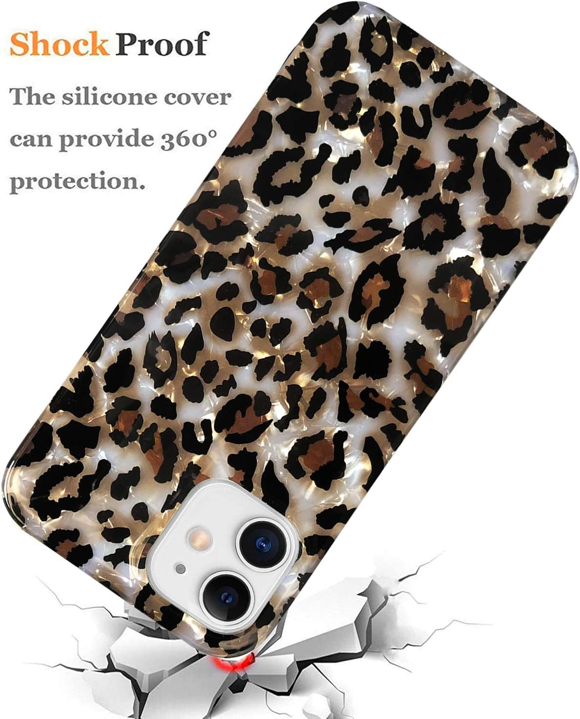 J.west Case Compatible with iPhone 11 6.1-inch, Luxury Sparkle Translucent Clear Leopard Cheetah Print Pearly Design Soft Silicone Slim TPU Protective Phone Case Cover for Girls Women (Bling)