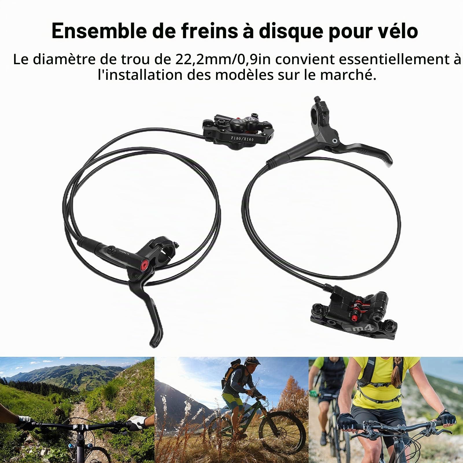 Kit de Freins à Disque à Pression D'huile MEROCA M4 VTT MT420 étriers Avant Arrière 4 Pistons avec 1 Paire de Rotor de Frein à Disque 160mm