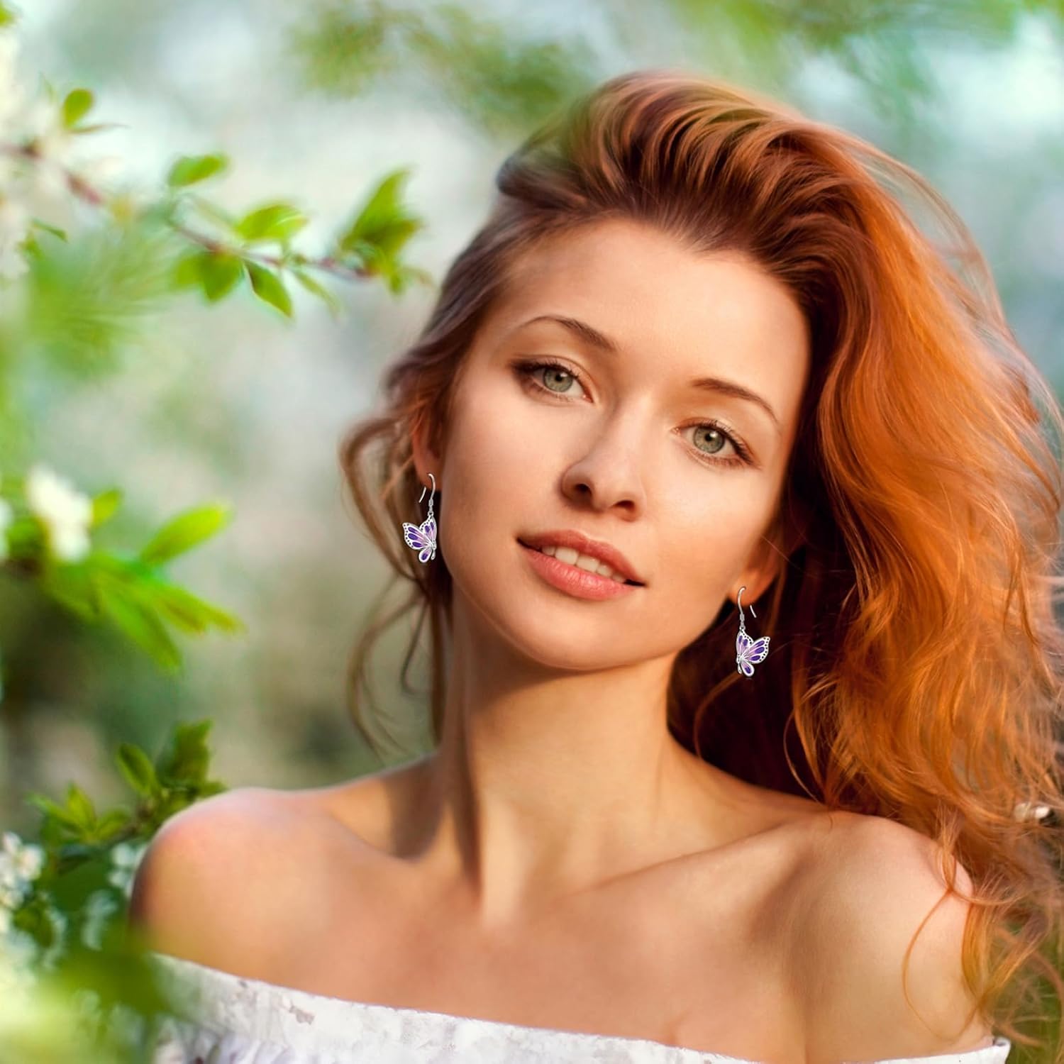 Butterfly Earrings, 925 Sterling Silver White Gold Plated Butterfly Dangle Earrings for Women Lovers of Butterflies - Image 4