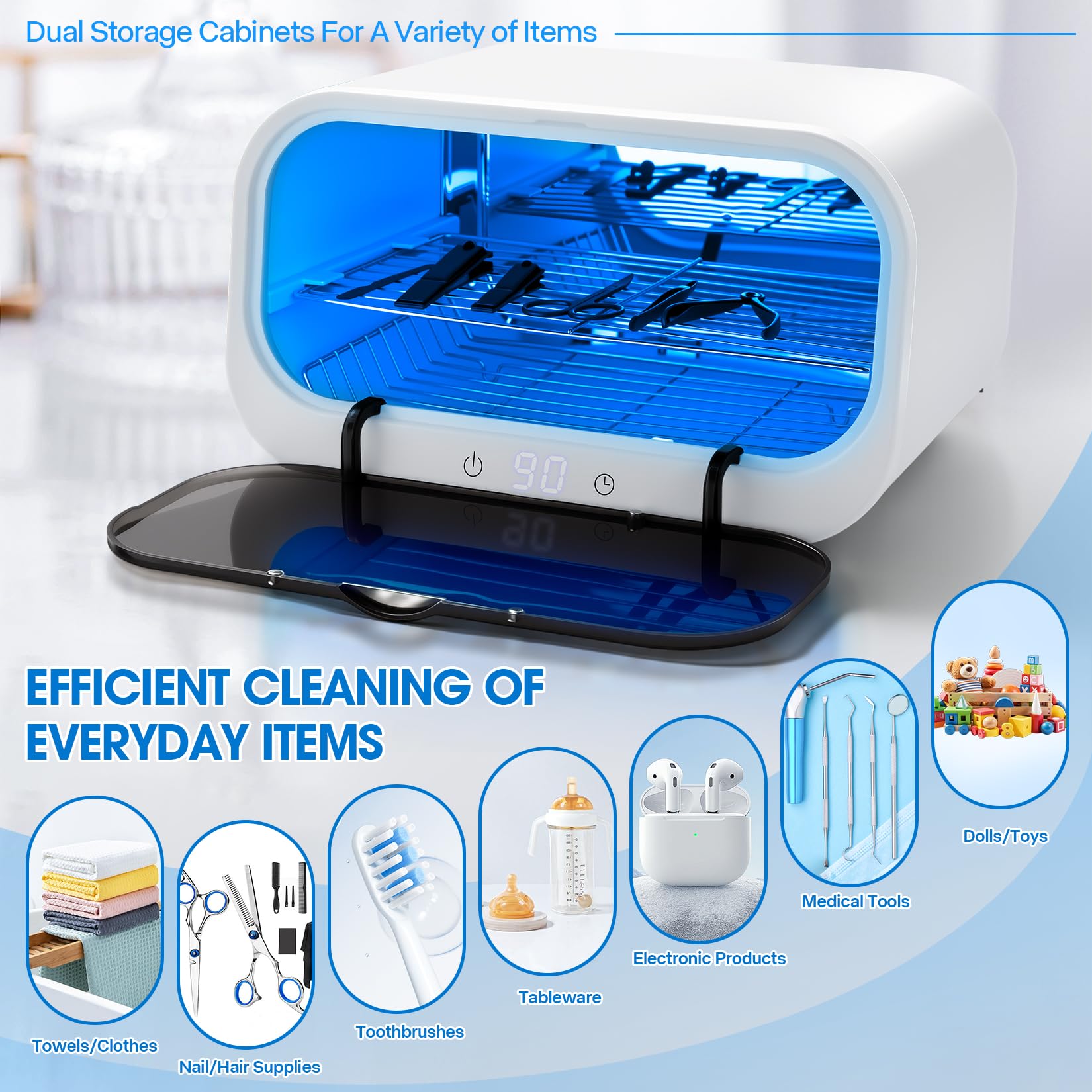 Detergente per autoclave per estetista, a doppio strato, ad alta temperatura, con morsetto, per uso domestico, salone di bellezza, barbiere, unghie, spa (bianco, 12 l)