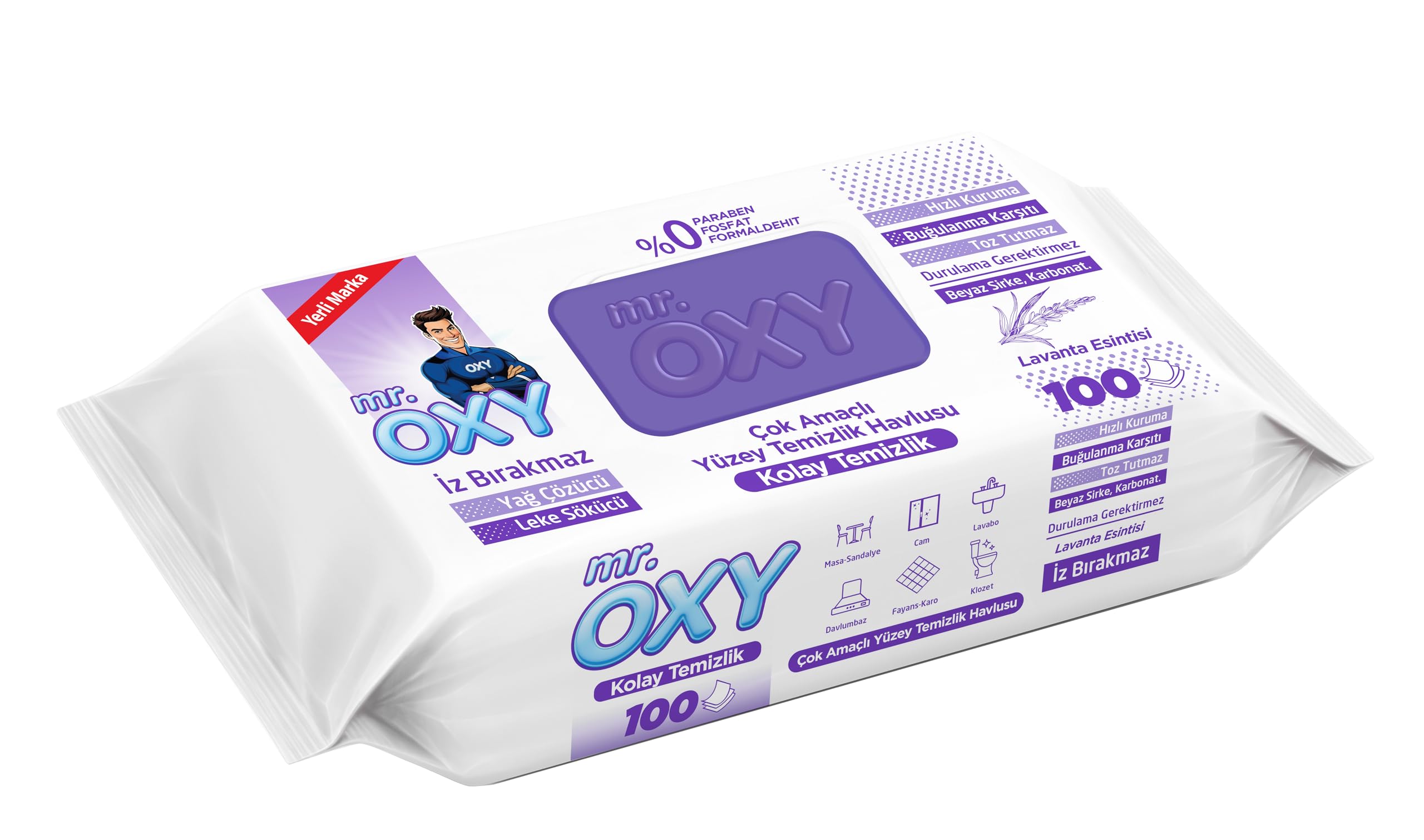 OXYSO 　ダース Mr Oxy Yüzey Temizlik Havlusu Lavanta Esintisi 100'lü : Amazon.com