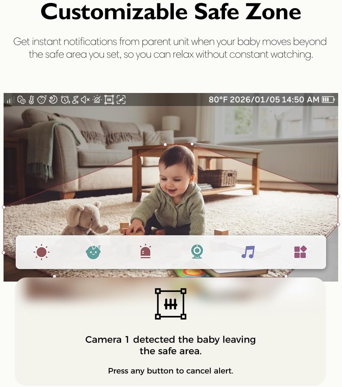 Momcozy Upgraded BM03 Baby Monitor, 5.5'' 1080P Full HD Baby Monitor with Camera and Audio No WiFi, Safe Fence, Motion Detection, Night Vision, 5800mAh 120-hrs Battery, VOX, 2-Way Audio, 1640ft Range