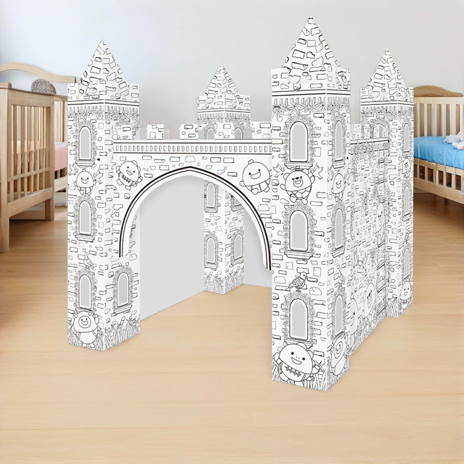 Puzzle 3D de Papel para Colorear Castillo DIY Infantil