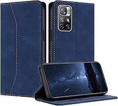 Case Compatible with Xiaomi Redmi Note 11S 5G/Poco M4 Pro 5G, Premium PU Leather Wallet Flip Case Magnetic Flip Case (Blue)