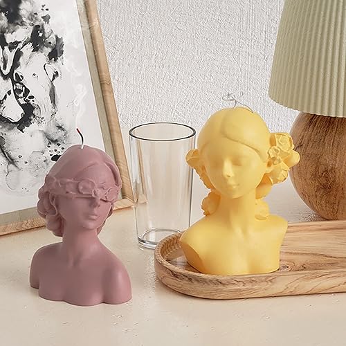 Miniatura 4 de Gasusen Molde de silicona para velas 3D, moldes de vela para niña con ojos cerrados y vendas para niña con 2 herramientas extintoras de mecha de