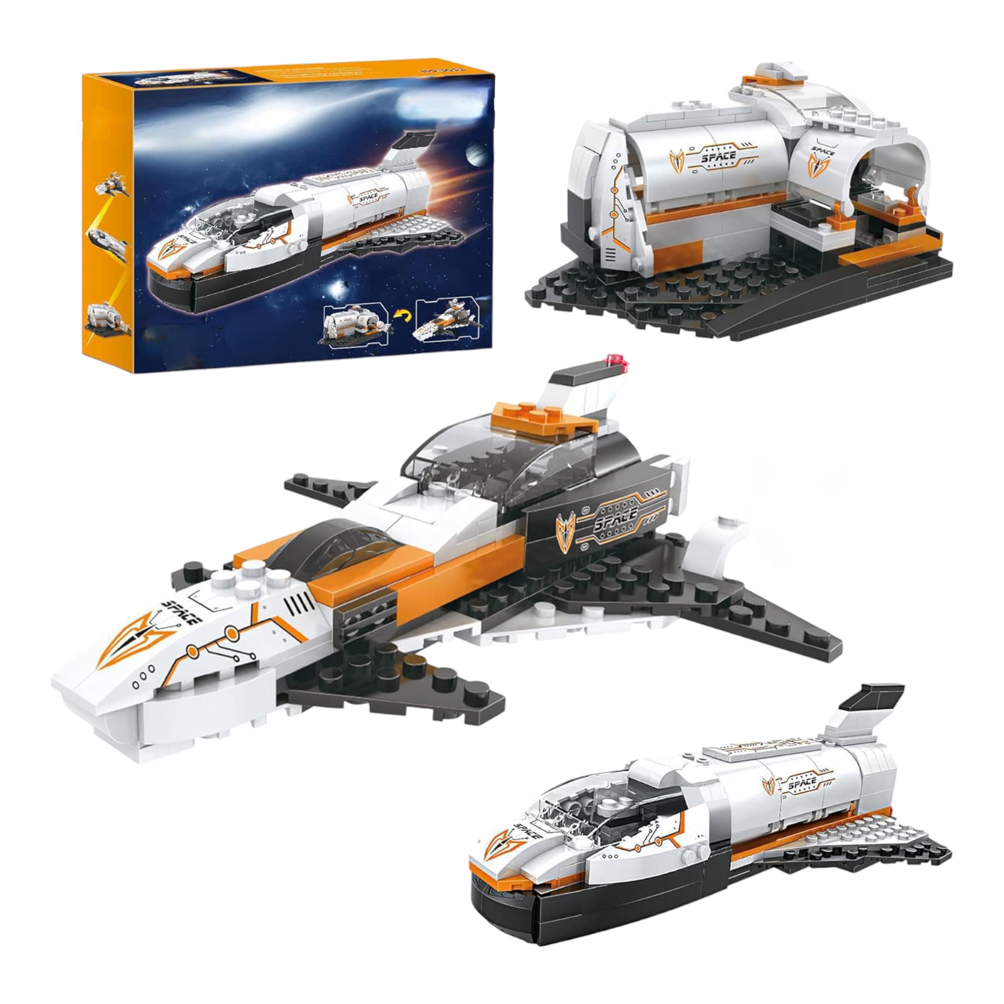 Galaxy Hi-Tech 3 in 1 Future Flyer, Space Station, Fighter Jet Building Brick Set STEM Toy for Kids Educational Construction Kit Set Space Astronaut Theme Blocks and Bricks 168+ Pcs DIY-image-2