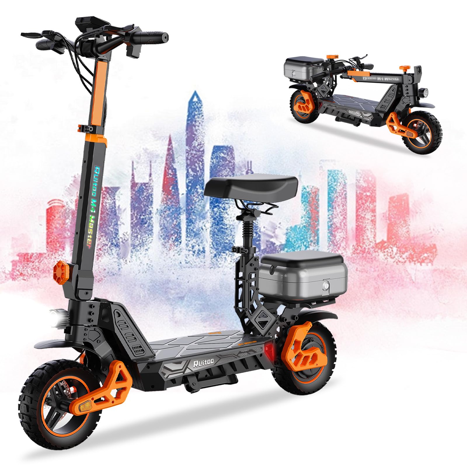 Electric Scooter for Adults 35MPH, 1600W Motor E-Scooter Up to 50 Miles Range, 20.8AH Folding Commute Electric Scooter Adult with 10'' Vacuum Tires, Dual Braking System and Remote Controller