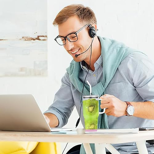 Miniatura 7 de Vaso de vidrio de 32 onzas con popote y tapa de bambú, taza de agua de vidrio de gran capacidad con asa, taza de café helado reutilizable con