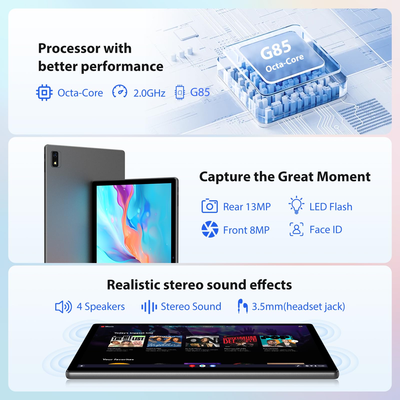 2K Android 15 Tablet 14 Pouces, 36GB RAM, 512GB ROM (2TB Expansion), 4G SIM LTE & 5G WiFi, 2000 * 1200FHD, 11580mAh, Octa-Core, 13MP+8MP, Tablette avec Clavier/GPS/Bluet 5.0 (Gris)