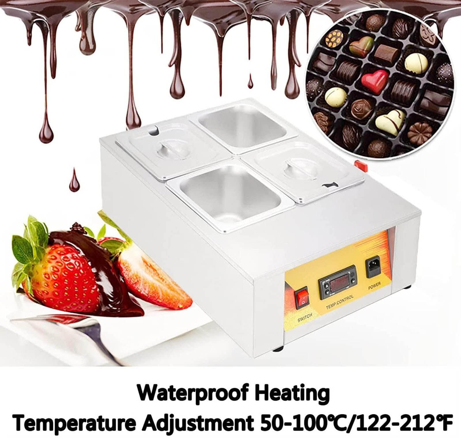 Commercial Chocolate Melting Oven, 1500w Electric Chocolate Melting Machine, Temperature Adjustable 50-100?, Suitable for Coffee Shop and Cake Shop, Four Cylinders