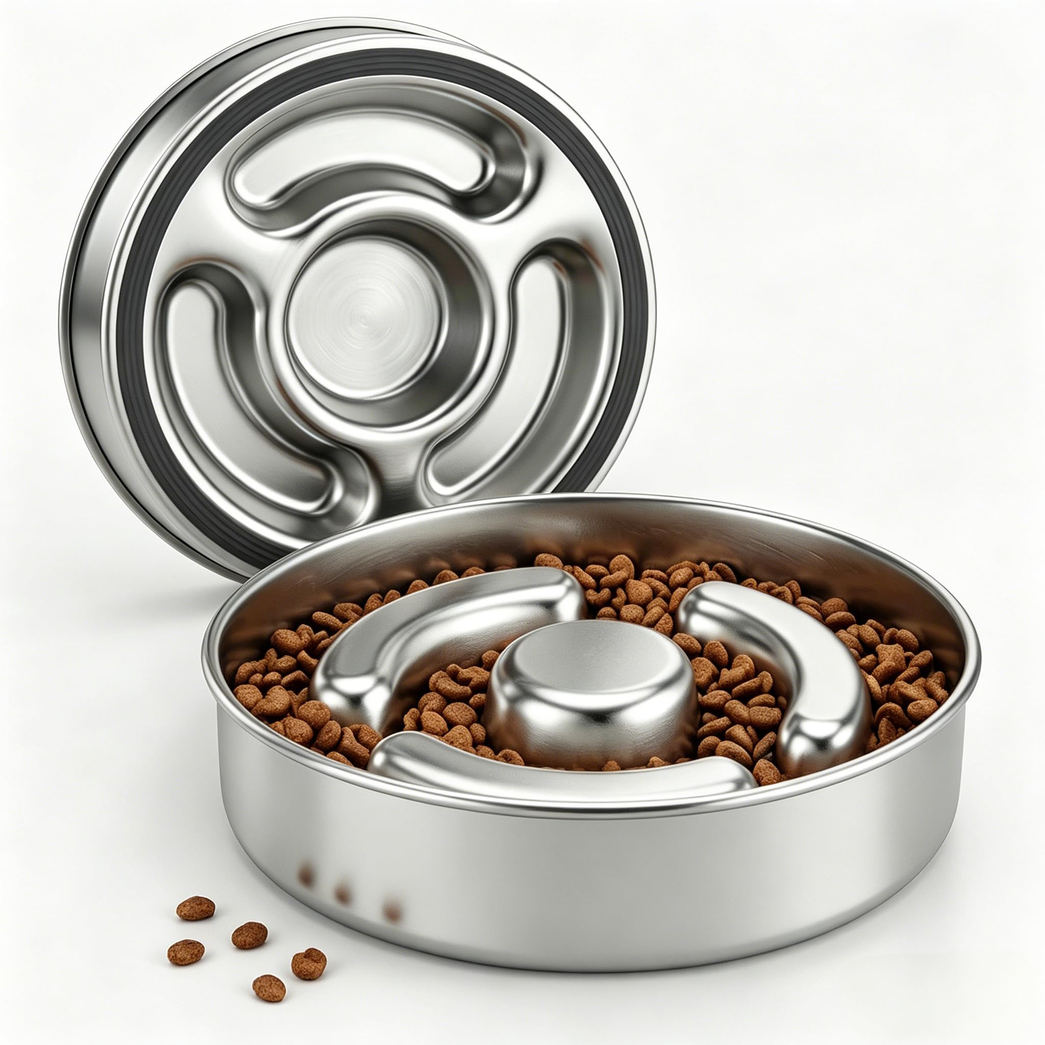 AIPERRO Tigela para cães Slow Feeder de aço inoxidável, 2 xícaras de metal