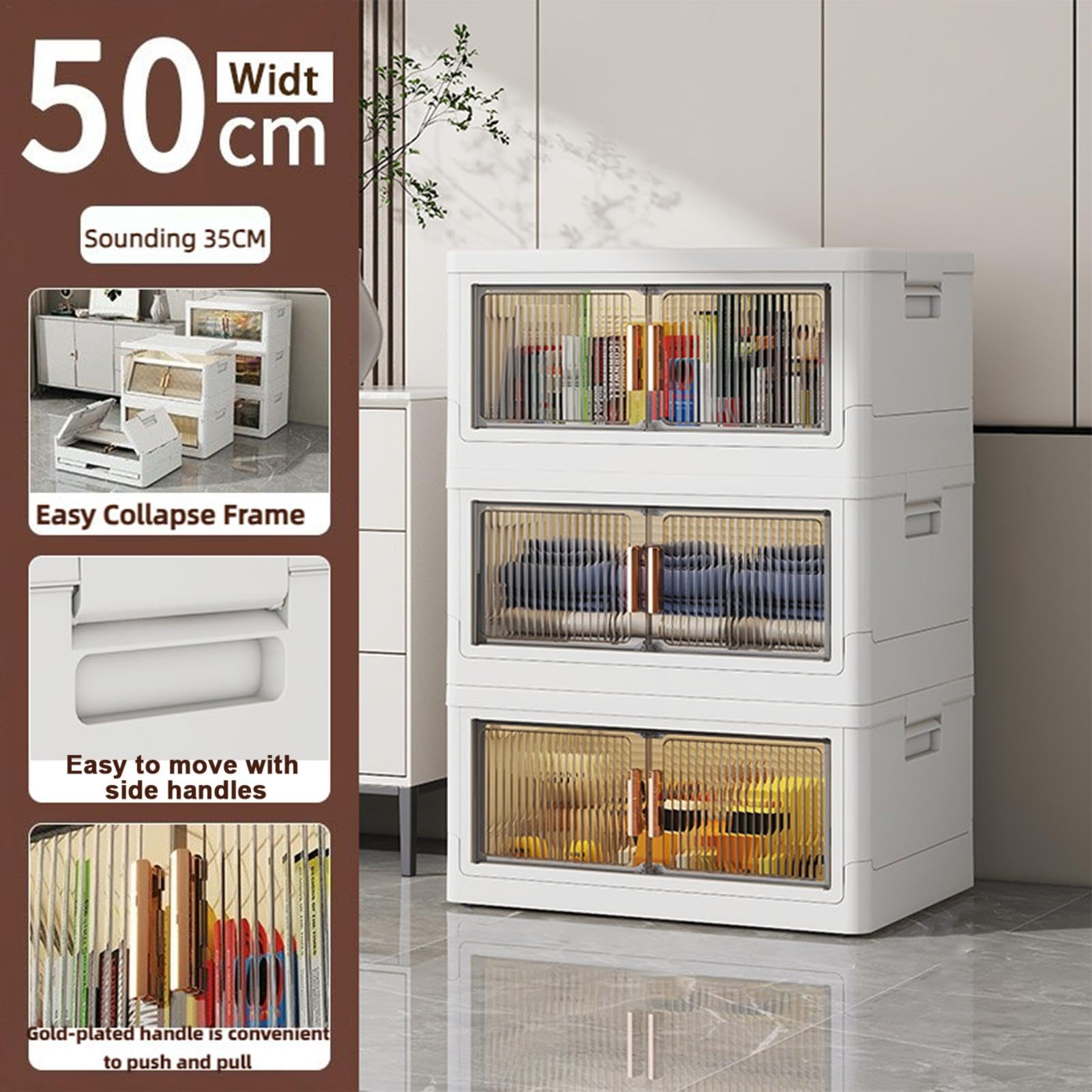 Caja de almacenamiento apilable con tapa, organizadores multiusos para manualidades y almacenamiento | Contenedores de almacenamiento visualizados con tapa con puertas, caja de almacenamiento para | manualidades y almacenamiento | Contenedores de almacena