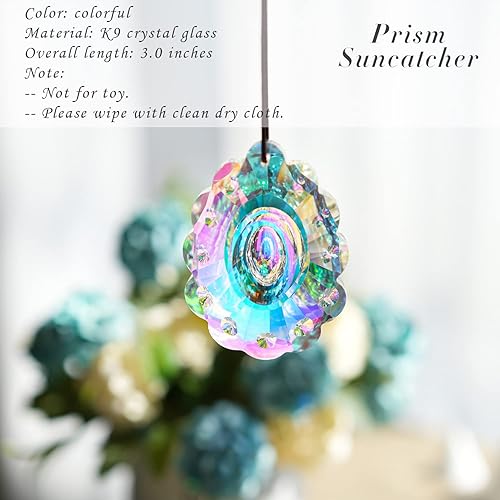 Miniatura 3 de Colgantes de cristal colorido de 2.992 in, diseño de pavo real, atrapa el sol y arco iris, prismas de cristal colgantes para ventanas, para Feng