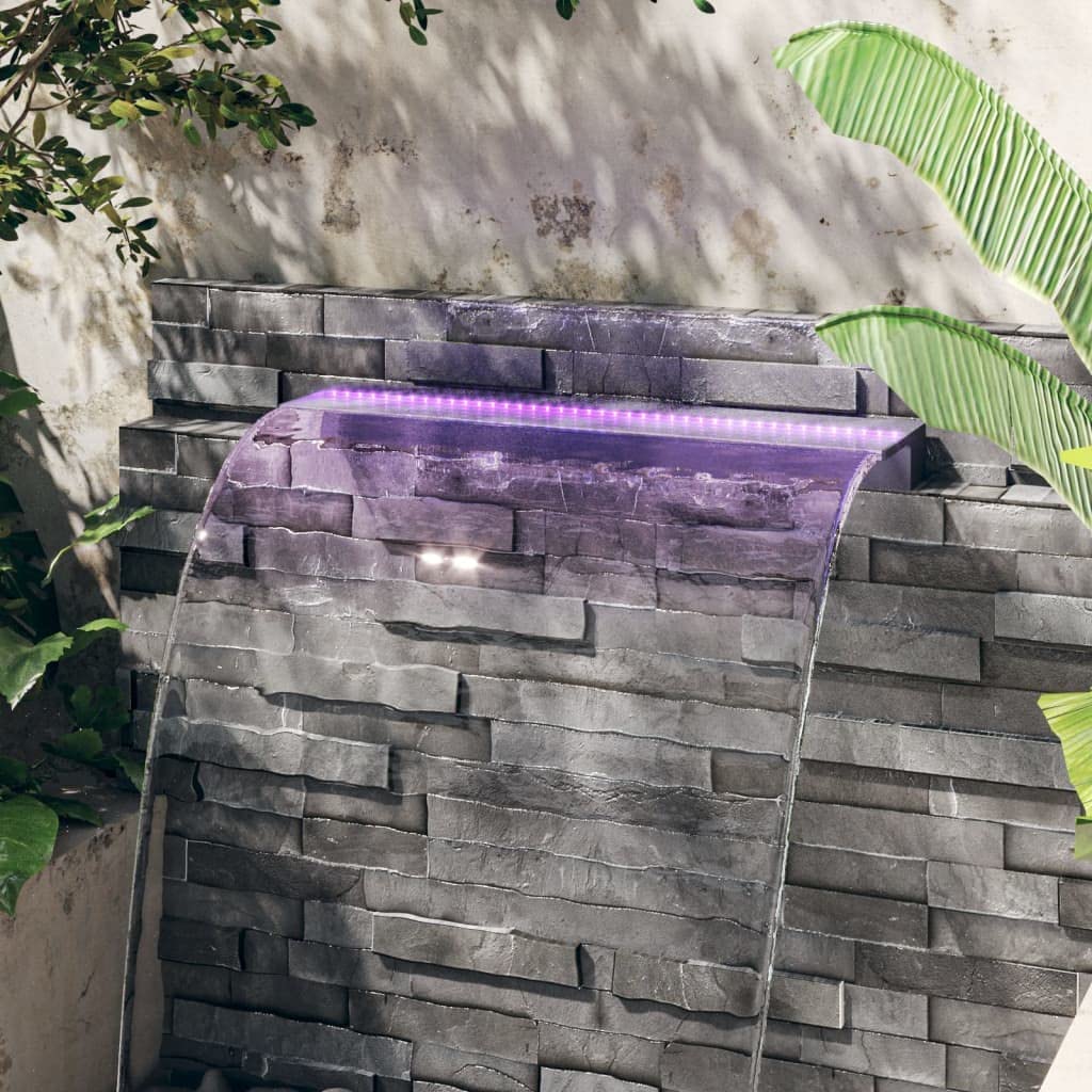 vidaXL Fuente Cascada con LED RGB para Piscina Jardín Estanque Patio Aporte Exterior Decorativo Relajante Luces Vista Sonido Acrílico