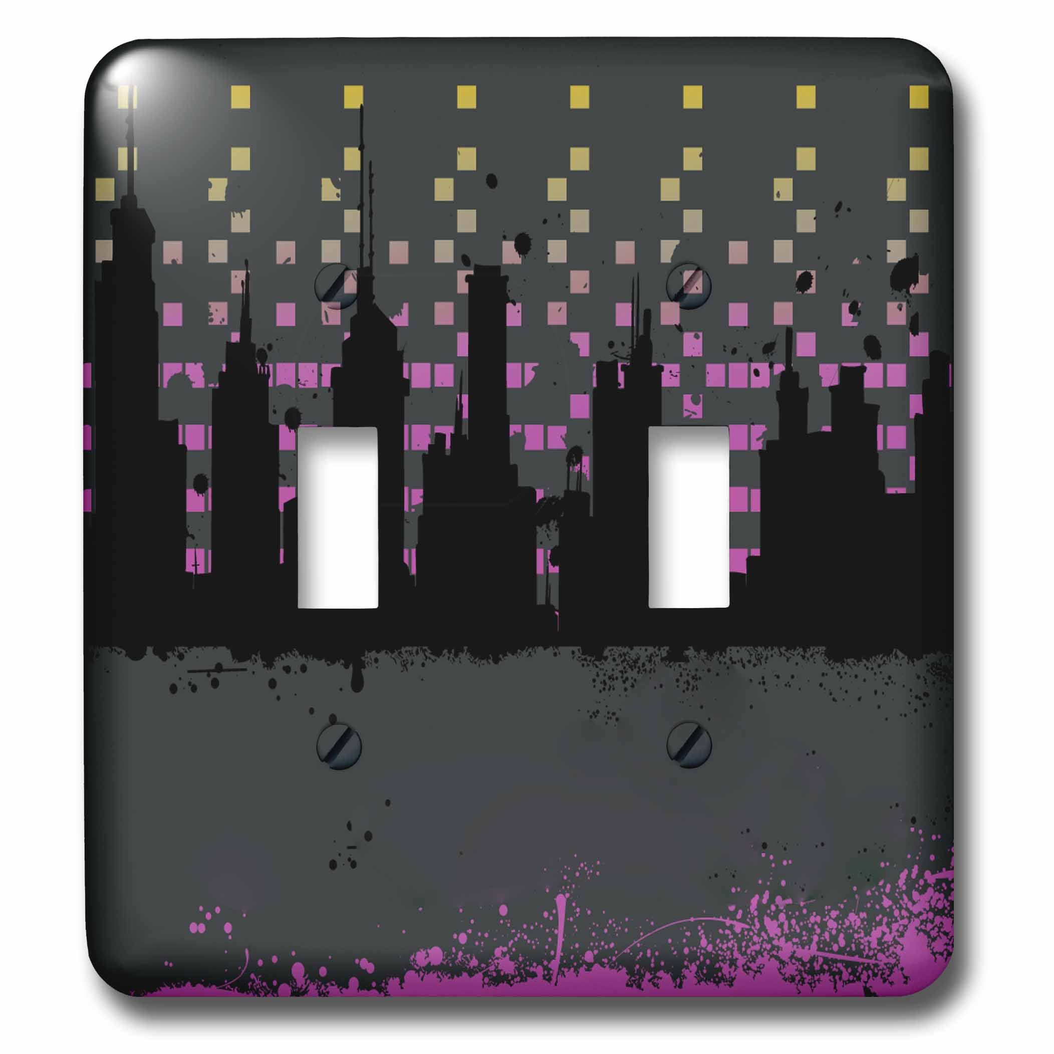 Interrupteur à bascule double pour remplacer vos plaques blanches ternes motif ville 3dRose