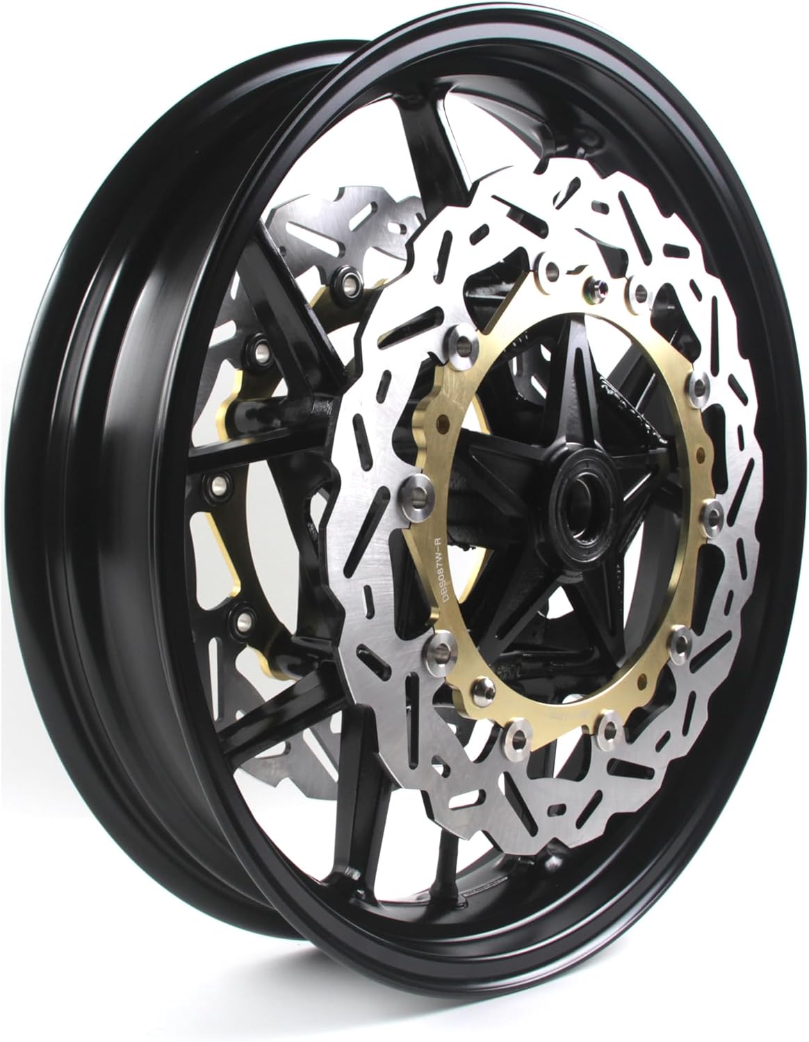 Arashi Front Wheel Rim and Brake Disc Rotors for BMW S1000RR 2009-2018, S1000R 2014-2018, Motorcycle Replacement Accessories Parts Gloss Black