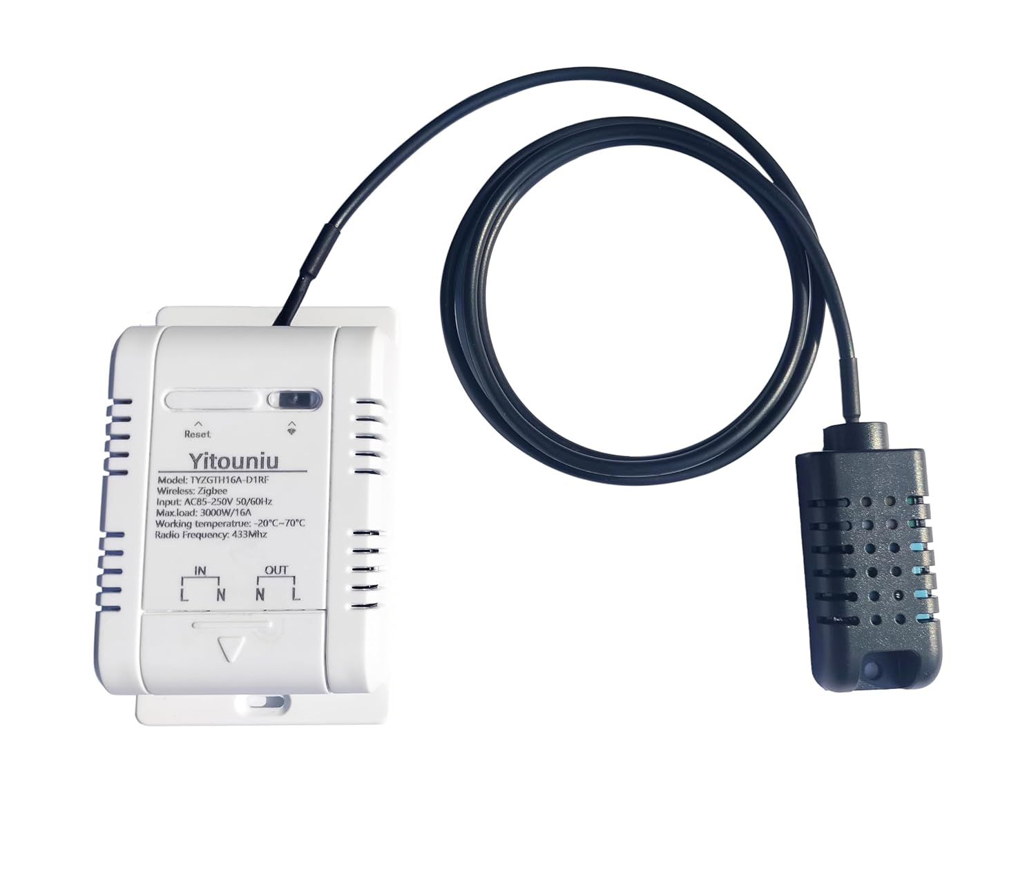 Yitouniu Zigbee 16A Tuya Smart WiFi Sensor | Temperature and Humidity Monitoring and Control, Energy Consumption Monitoring | Dry Contact | Compatible with Alexa Google(Need Tuya Zigbee Hub)