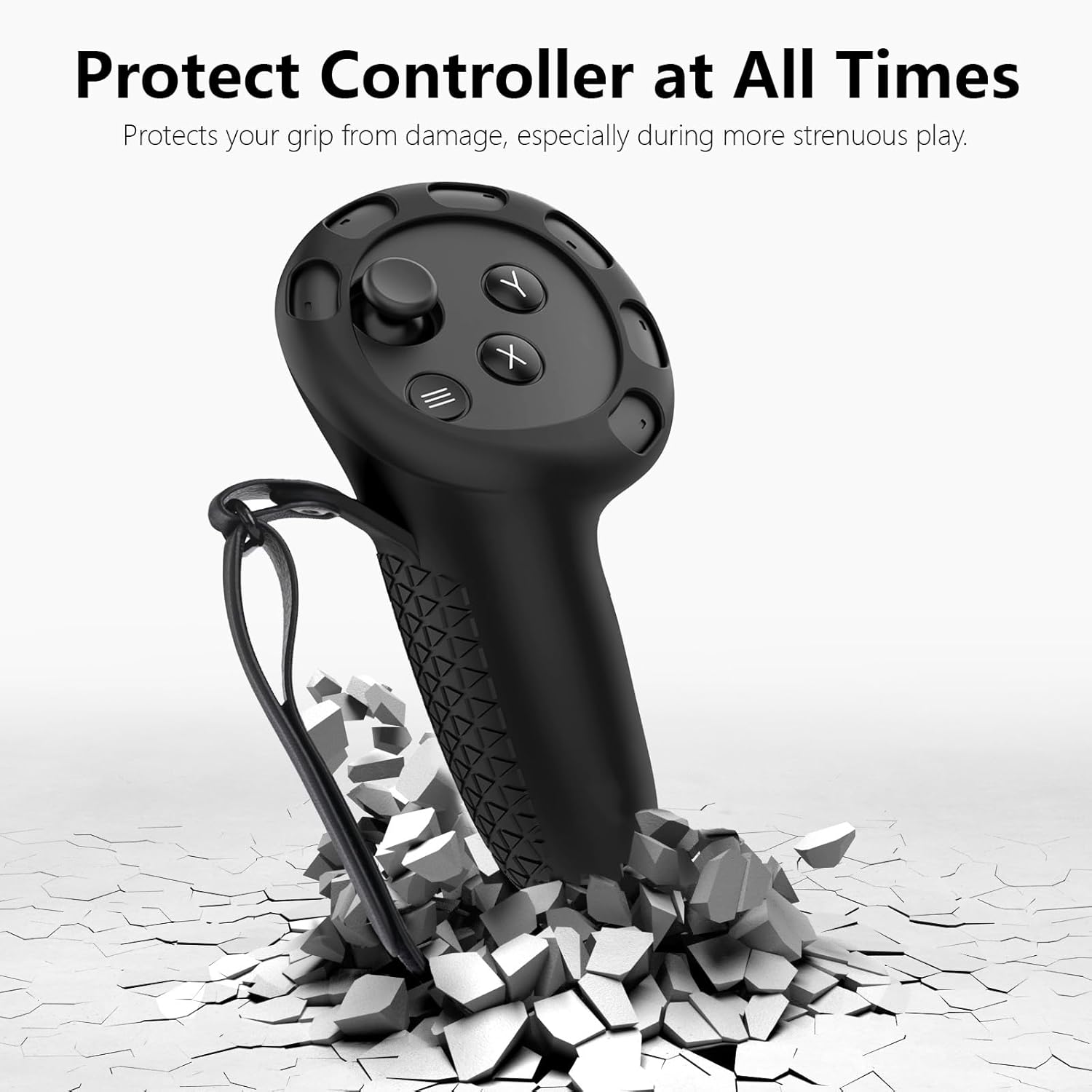 Controller Grips Cover for Meta Quest 3, Silicone Non-Slip Hand Grips Protector with Knuckle Straps Adjustable Soft Touch Handle Sleeve Joystick Cover for Oculus Quest 3 Accessories