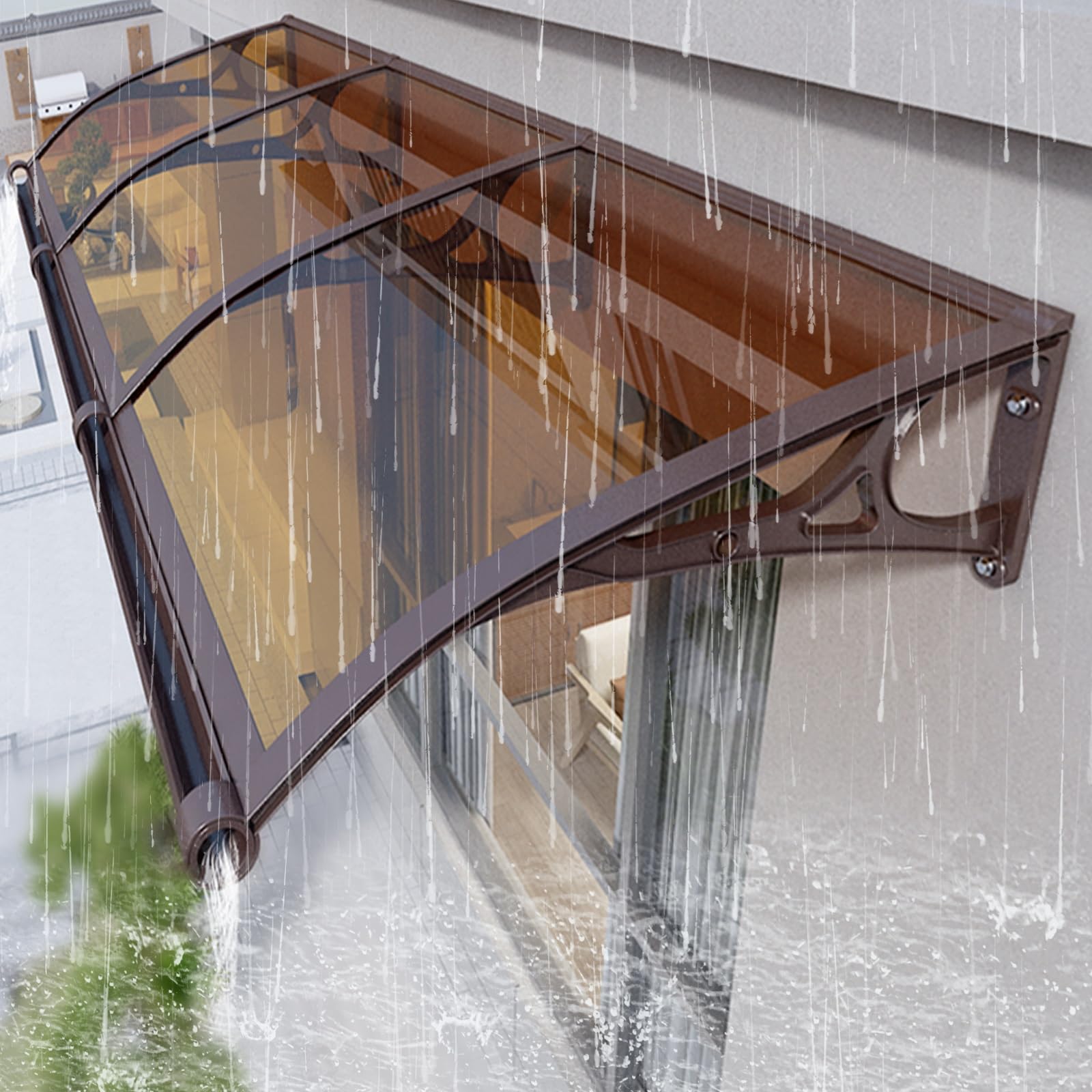 Auvent de terrasse et fenêtre avec support alu résistant pluie