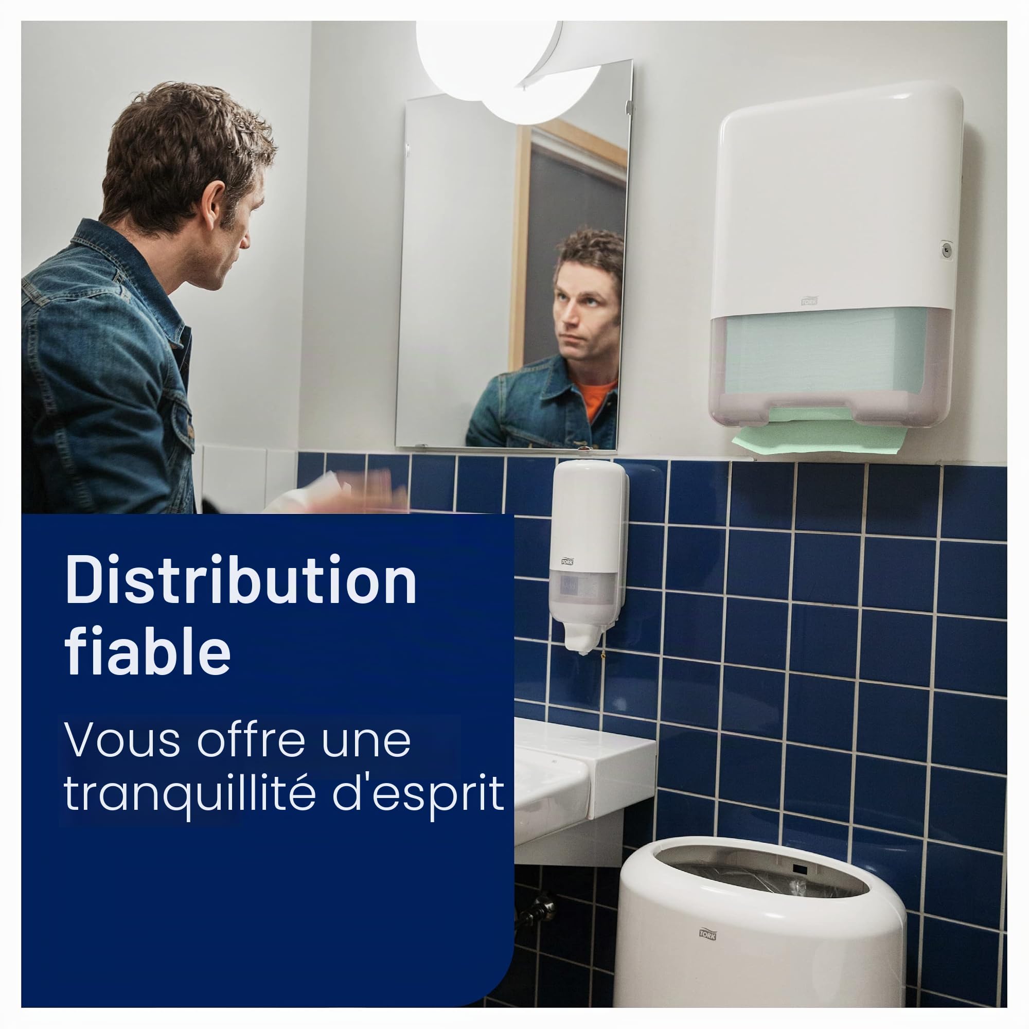 Tork Essuie-mains pliés en V Advanced - 290179 - Papier d'essuyage pour Distributeur H3 - Absorbant et indéchirable 2 plis vert - 15 x 250 feuilles