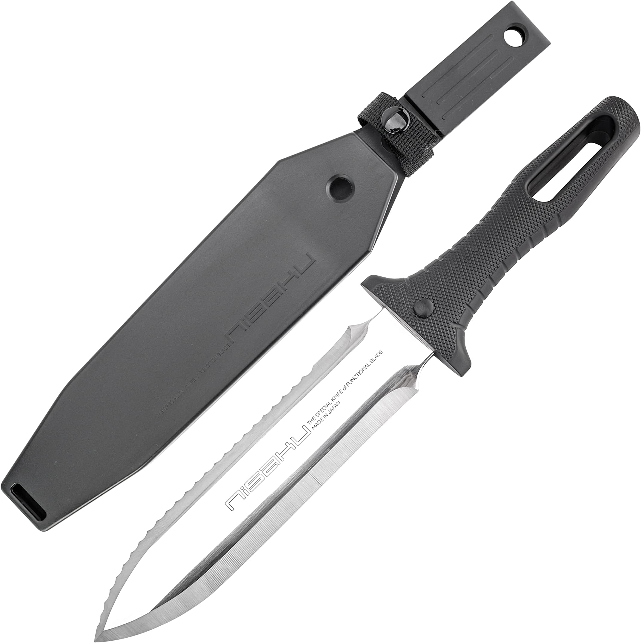 Nisaku NJP800 Yamagatana Hori Weeding & Digging Knife, Japanese Stainless Steel 7.25-Inch Blade, 5.5-Inch Ergonomic Black Plastic Handle