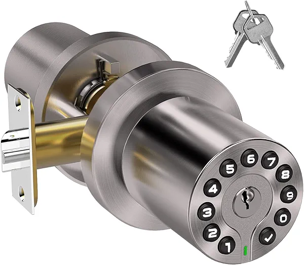 BOTHSTAR Keypad Door Knob with Key,Keyless Entry Door Lock, Code Locks Door Knob, Auto Lock,50 User Code,Easy to Install,for Home,Office,Hotel,Bedroom,Garage,No Deadbolt