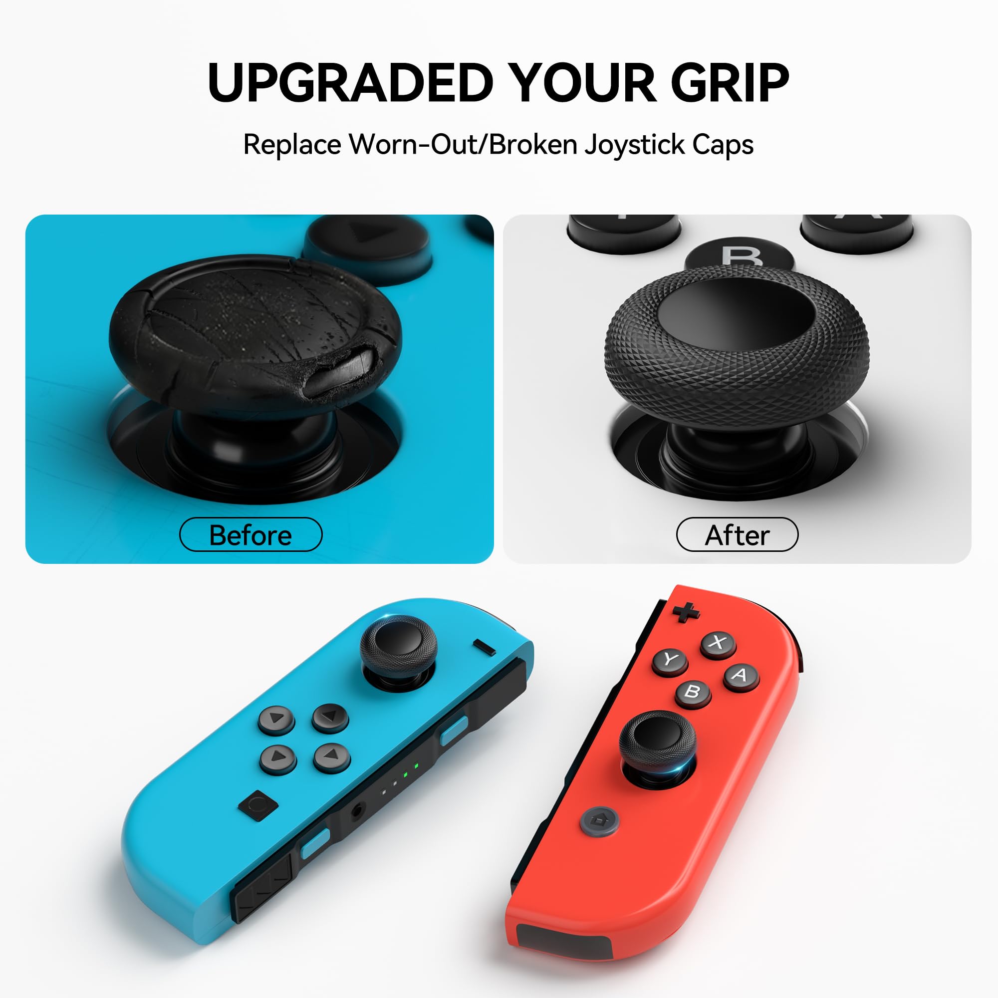 NEWDERY Zapasowe uchwyty na kciuki do Nintendo Switch/OLED/Lite | 10 szt., antypoślizgowe, tekstury diamentu, nakładki na joysticki, akcesoria naprawcze, do Nintendo Switch/OLED/Lite Joy-Con