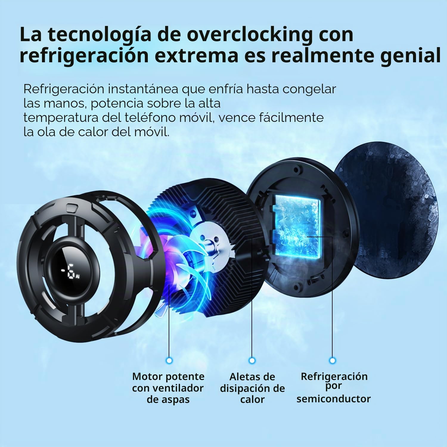 Enfriador magnético de teléfono para juegos, ventilador de refrigeración de iPhone celular para clima caluroso, Enfriador móvil RGB portátil para funda celular, ventilador para teléfono, iPad