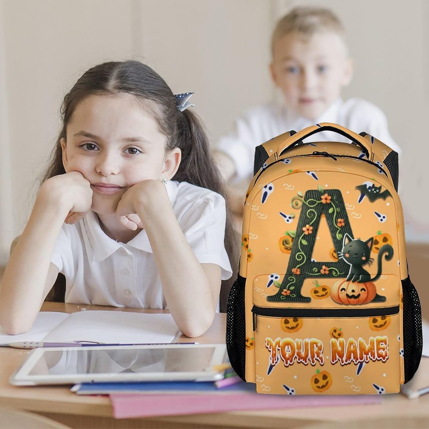 Backpack for Girls - Cat Backpacks for Kids, 17 Inch Durable Toddler School Bookbag with Name