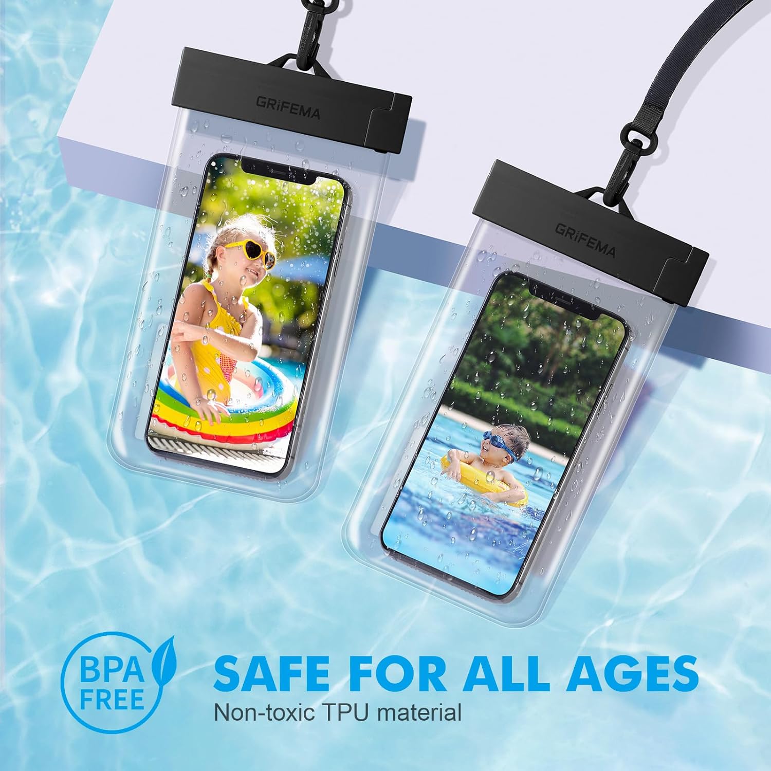 GRIFEMA Waterproof Phone Pouch 2 Pack Ipx8 Water Proof Phone Case Transparent for Swimming Screen Touch Waterproof Phone Bag for iPhone 15 14,Samsung, Huawei and Other Phone