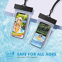 Vista 3 de GRIFEMA Funda impermeable para teléfono, paquete de 2 fundas impermeables para teléfono IPX8, transparente, para pantalla de natación, bolsa