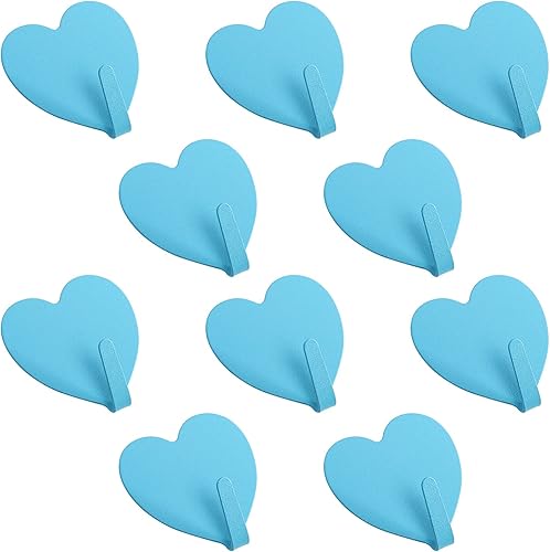 DOITOOL Adhesivo decorativo para pared, 10 ganchos autoadhesivos en forma de corazón, resistentes al agua, colgador de pared decorativo con diseños