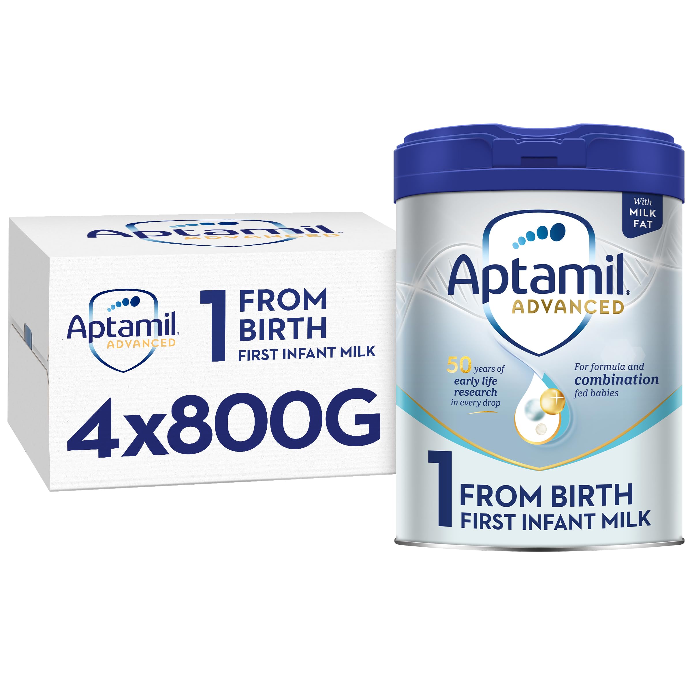 AptamilAdvanced 1 First Infant Baby Milk Powder Formula, from Birth, 800g (Pack of 4)