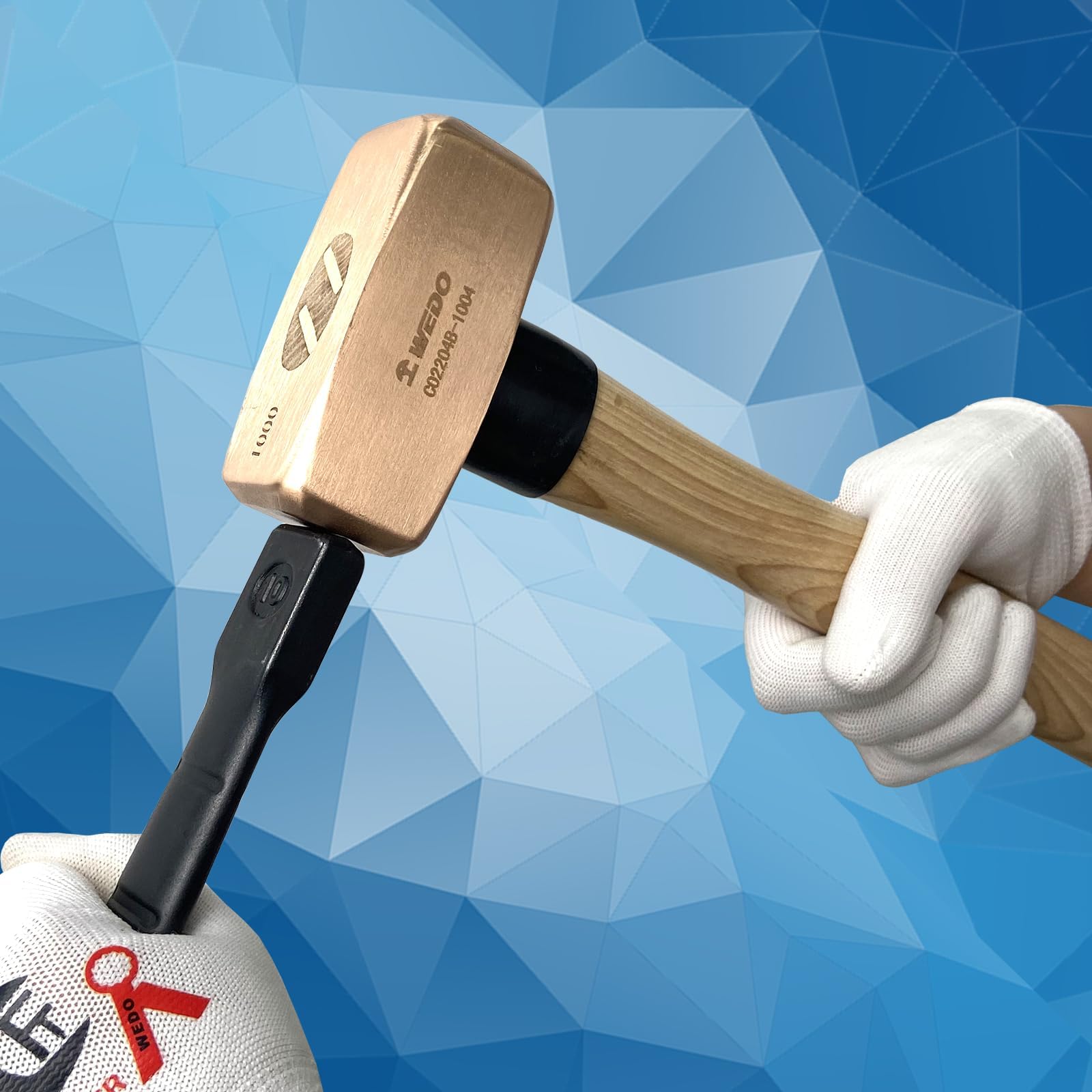 WEDO CO2204B Massette avec manche en bois Tête de marteau en cuivre 300 mm Poids de la tête 500 g