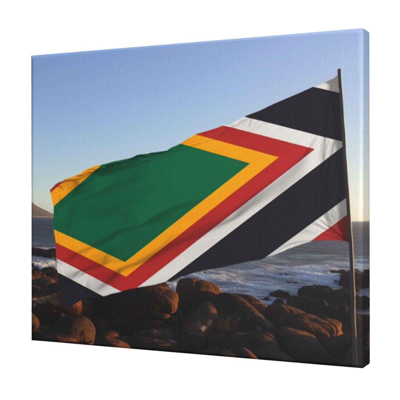 YKLJG South Africa flag Printed Wall Art Canvas Prints 60x50 CM Wooden Framed Picture Painting Artwork for Bedroom Kitchen Home Office Decor