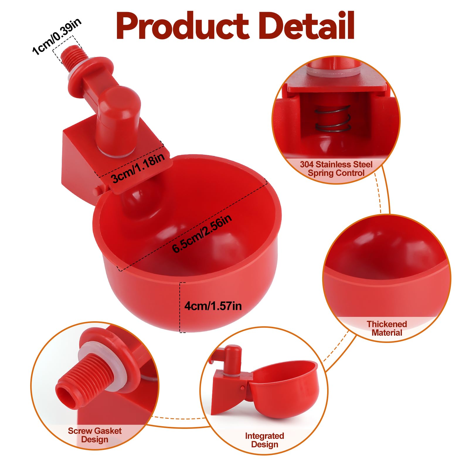 Kalolary Bicchieri automatici per abbeveratoio per pollo, confezione da 12 pezzi, con raccordi a T, per pulcino, coniglio, oca, anatra, tacchino, contenitore professionale per acqua per pollame con - 3