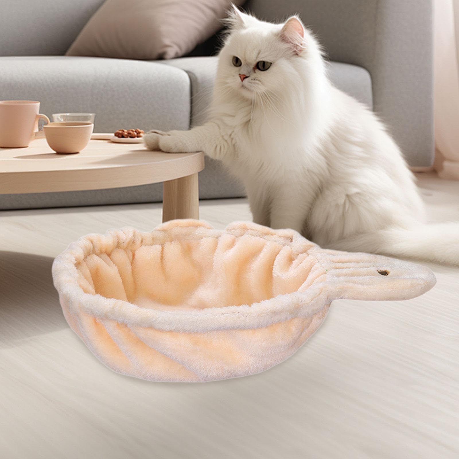 LOVIVER Hamac Suspendu pour Arbre à Chat, Panier en Tissu Doux, Corbeille Suspendue Confortable, Accessoire Intérieur pour Chaton/Adulte, Beige