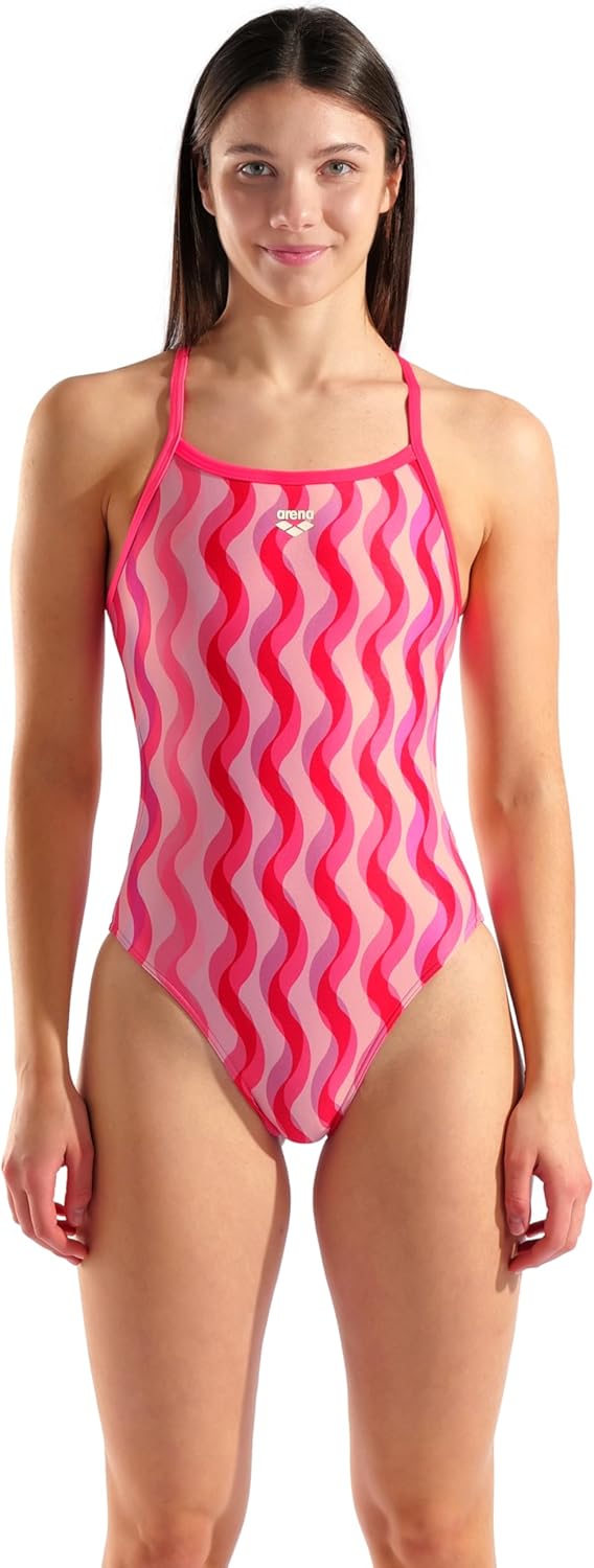 Arena Women's Arena Performance Women's Breast Cancer Collection Ripple Challenge Back Swimsuit