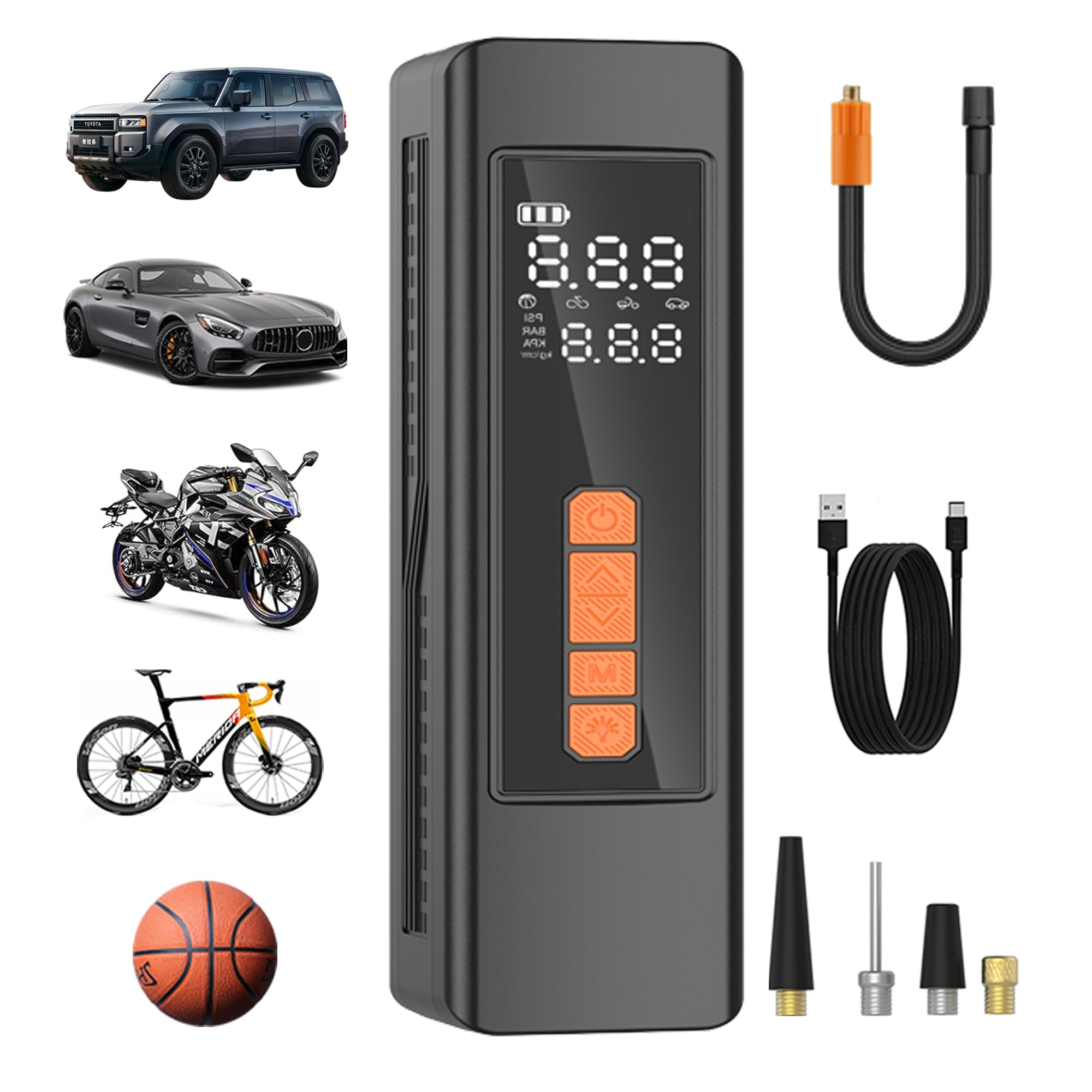 Tire Inflator Portable Air Compressor, 5X Faster Portable Air Compressor for Car Tires with Powerful Battery, 150PSI Cordless Air Pump with Digital