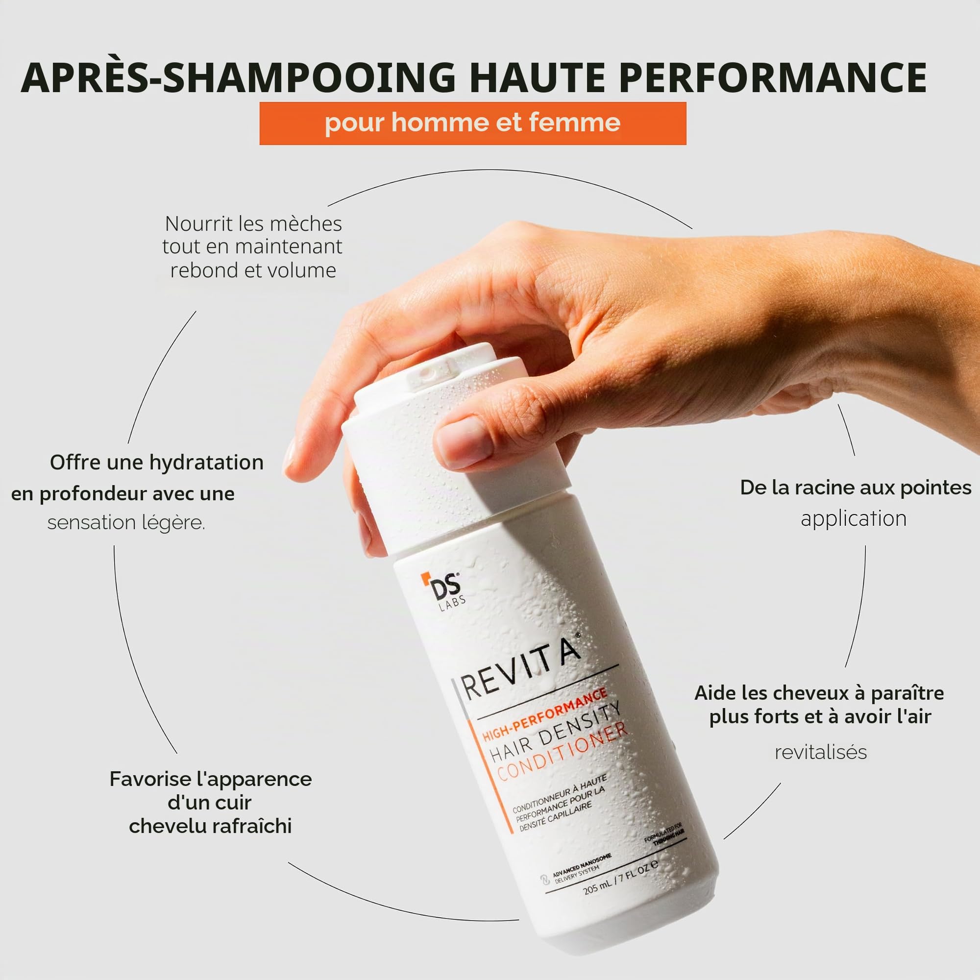 DS Laboratories Revita Conditioner - Épaississant capillaire avec caféine, bloqueur de DHT, niacinamide, biotine, soutien à la croissance des cheveux pour hommes et femmes 925ml