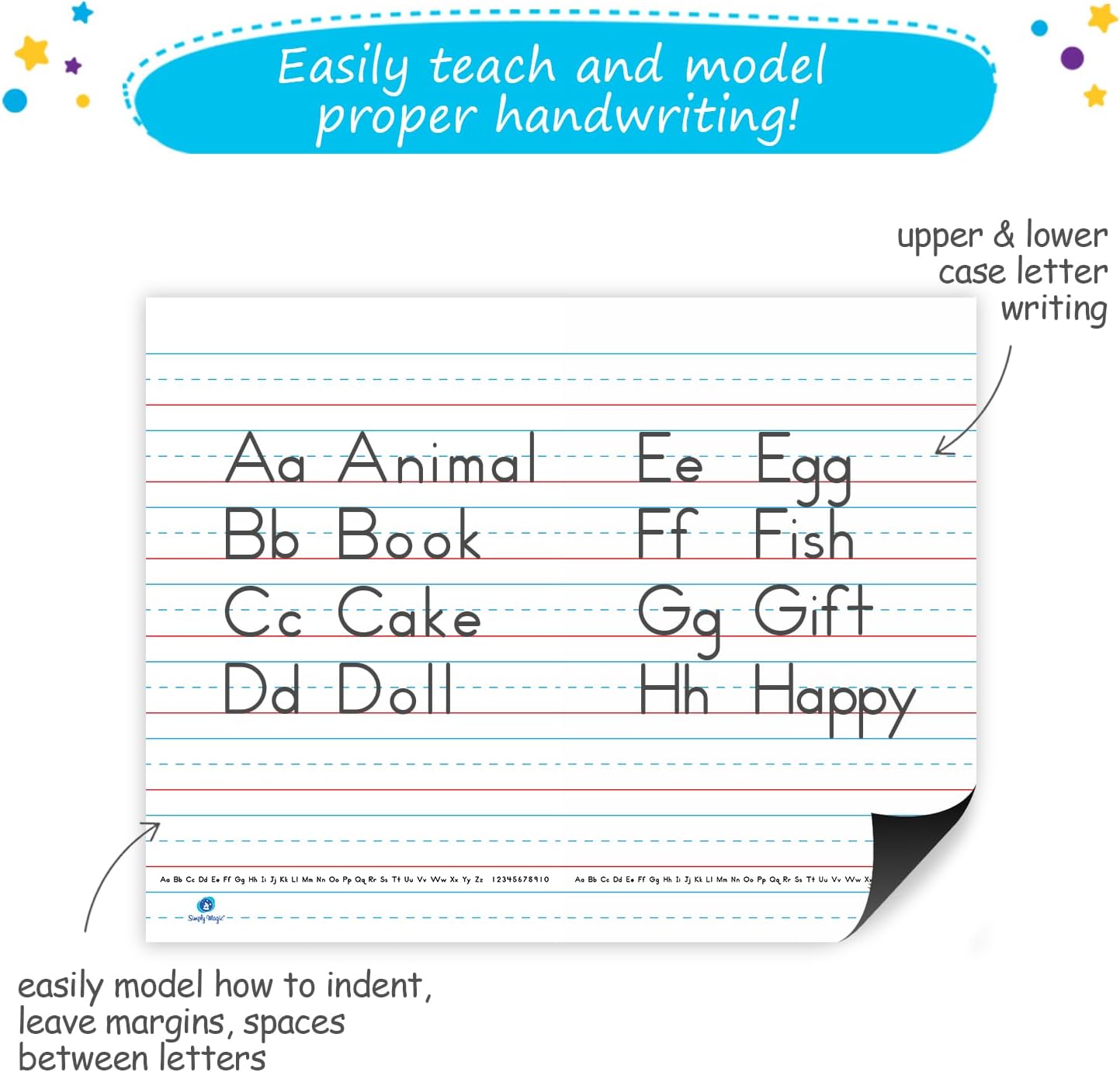 Simply Magic Magnetic Handwriting Paper & 32 Colorful Educational Posters for Kids