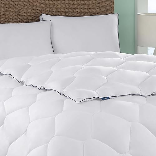 Miniatura 4 de Serta Ocean Breeze - Edredón alternativo de plumón suave con 4 bucles en las esquinas para todas las estaciones, color blanco, individualindividual