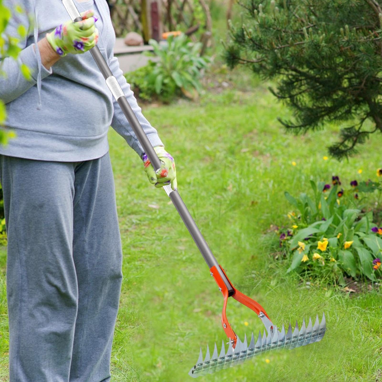 Rastrello a mano in acciaio inossidabile, rastrello a mano da giardino
