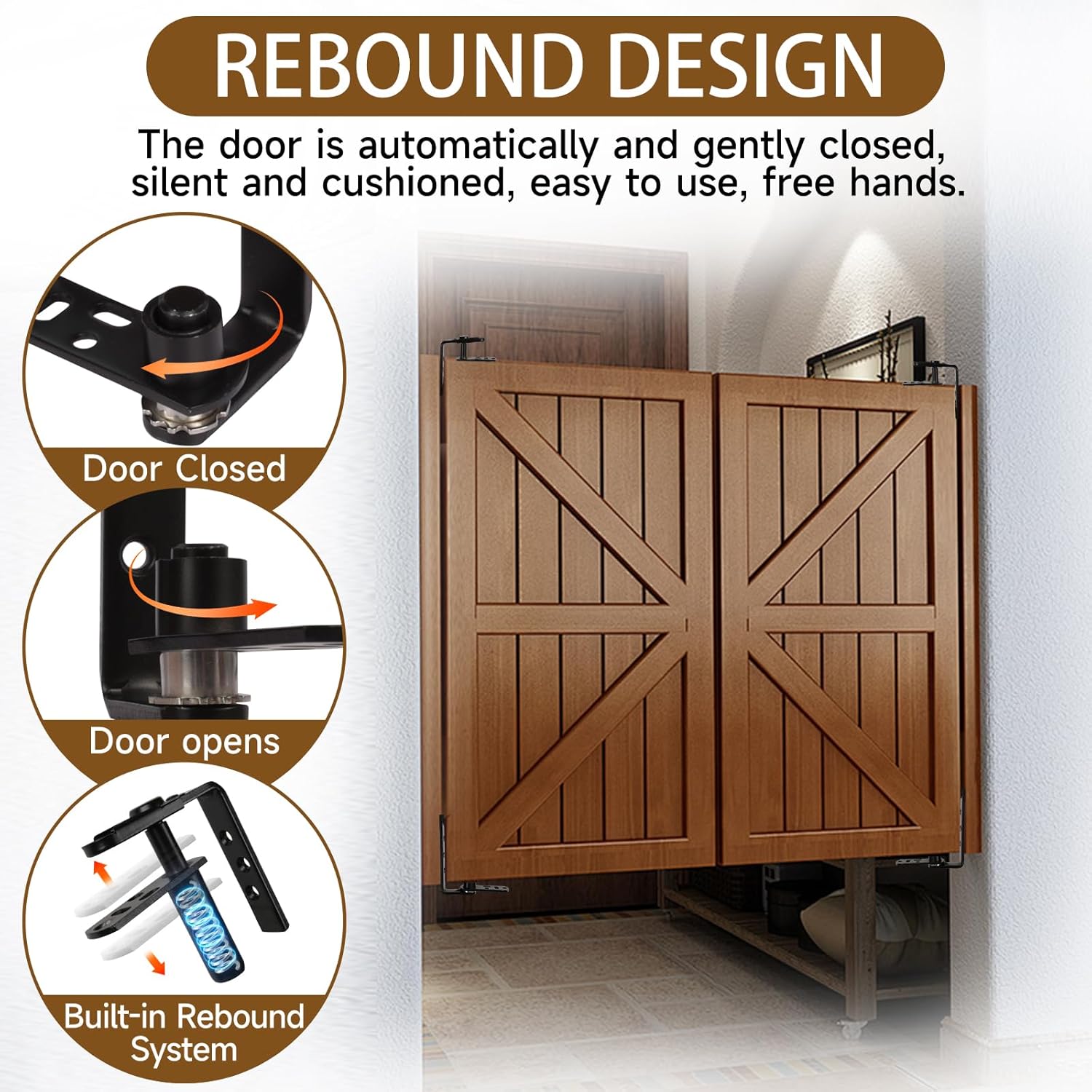 2PCS 304 Stainless Steel Saloon Door Hinges - Closing Dual Swing Hinge Kit for Double Swinging Cafe/Bar Doors (180 Degree Rotation Black)